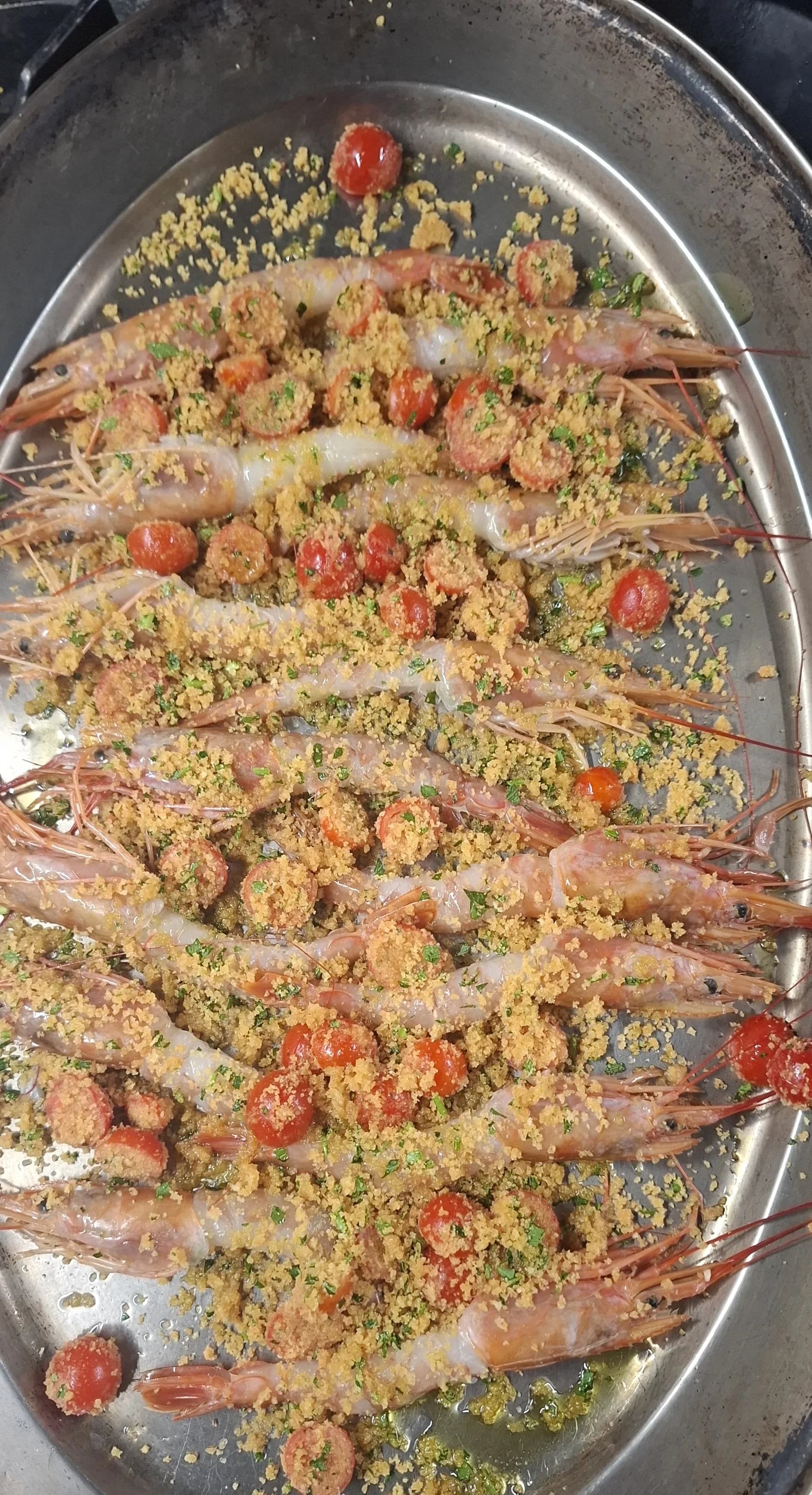 Vassoio di scampi gratinati