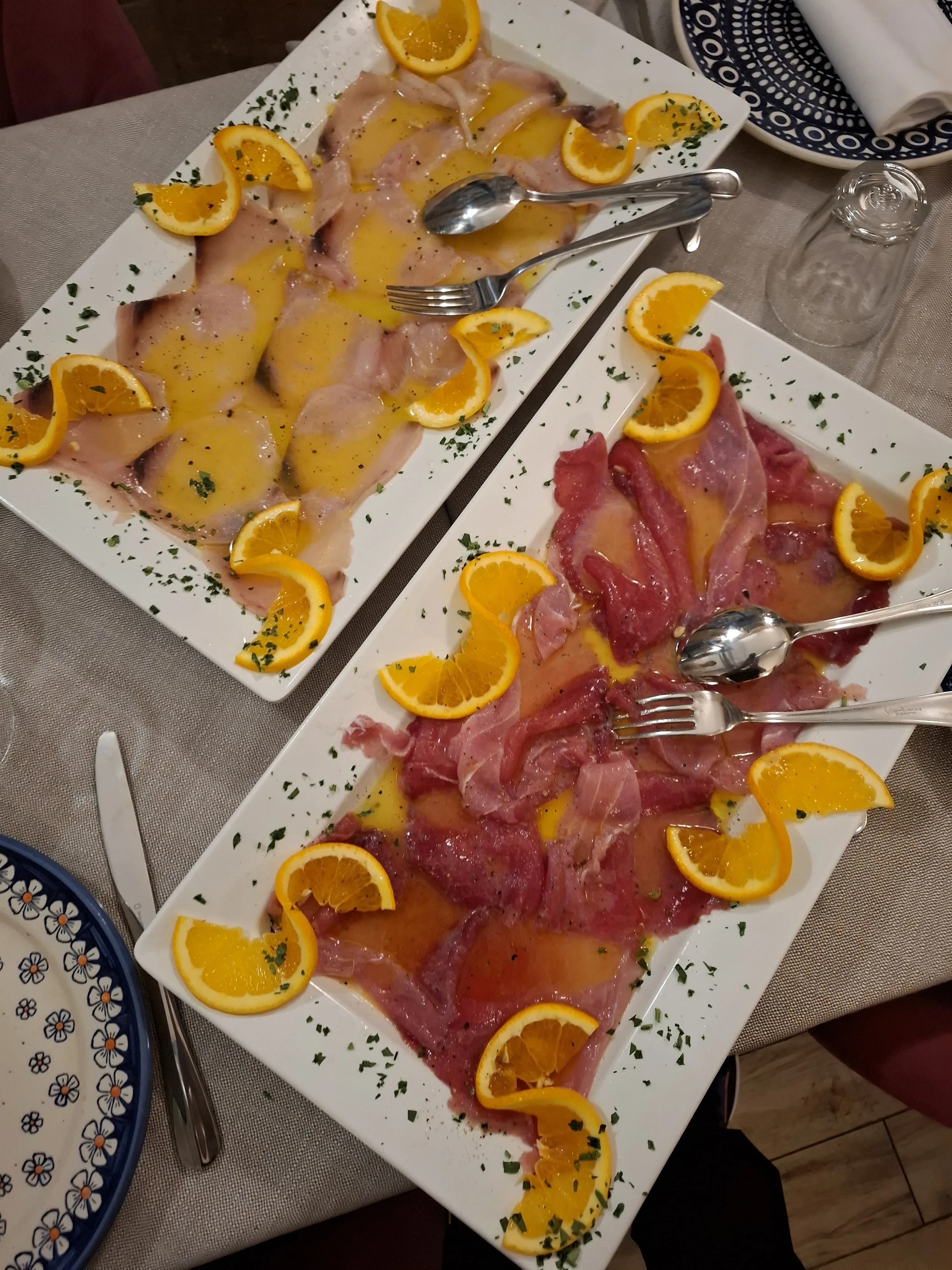 Carpaccio misto agli agrumi