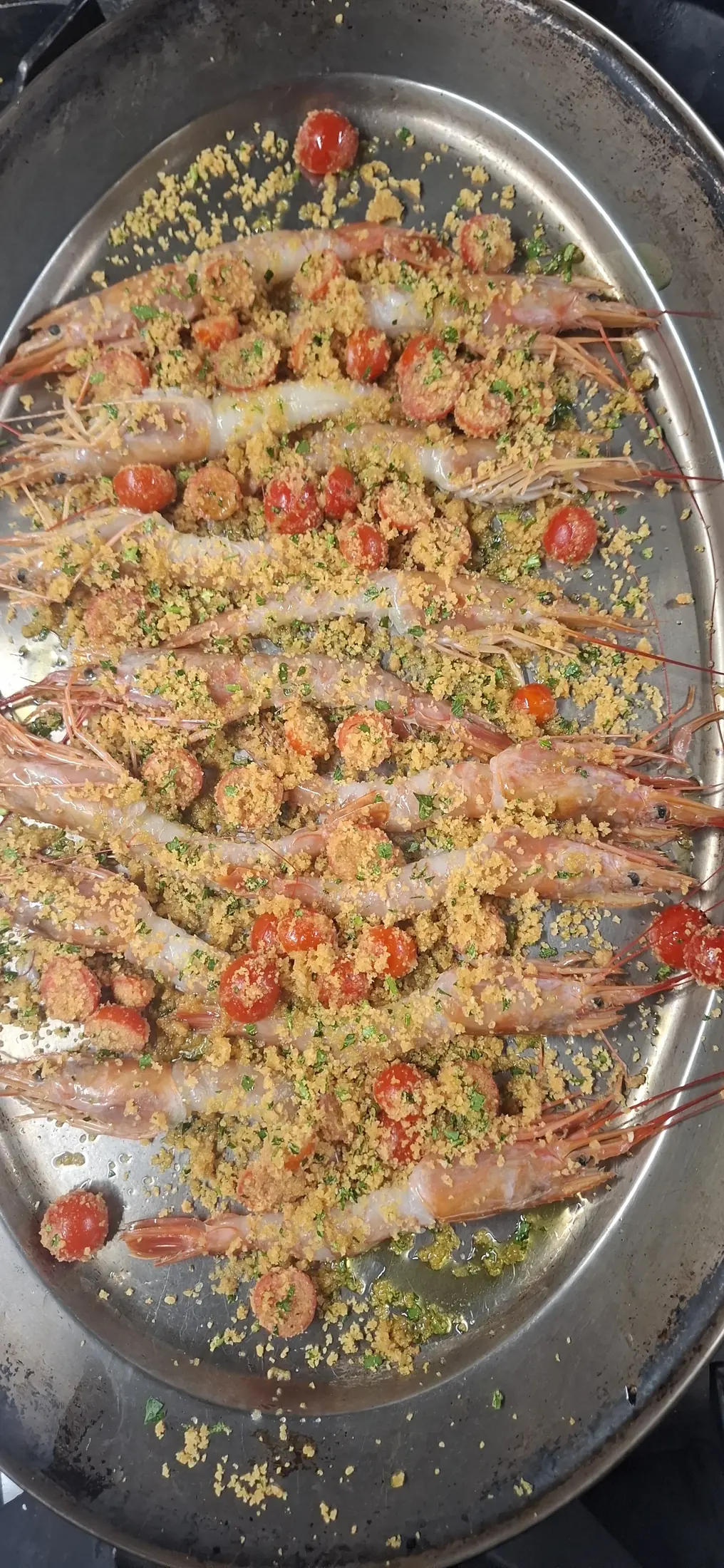 Vassoio di scampi gratinati